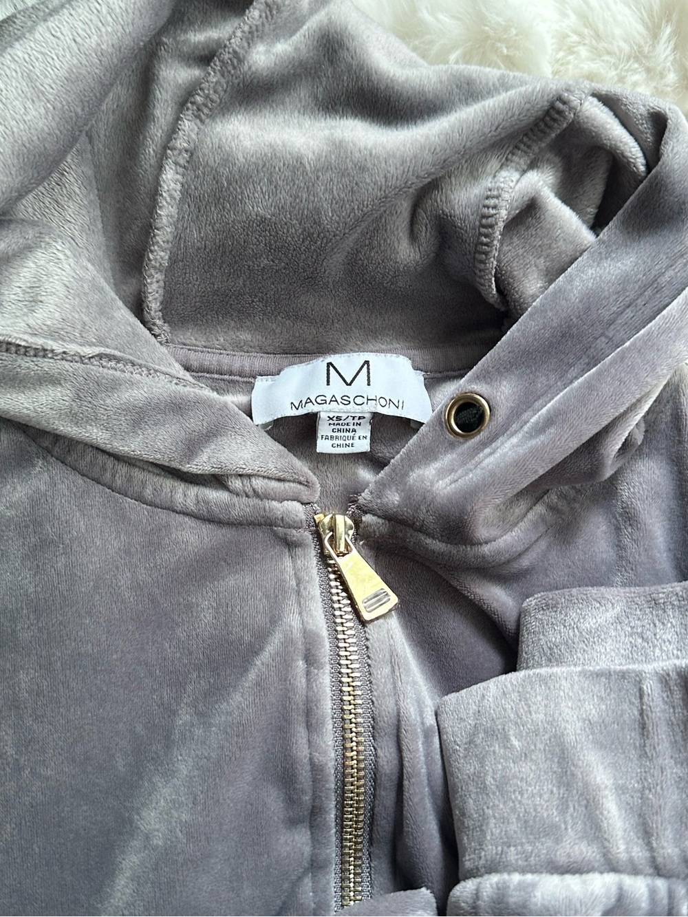 Two Piece Set- Gray Velour Zip Jacket with Wide-Leg Pants- Women’s - Picture 2 of 2